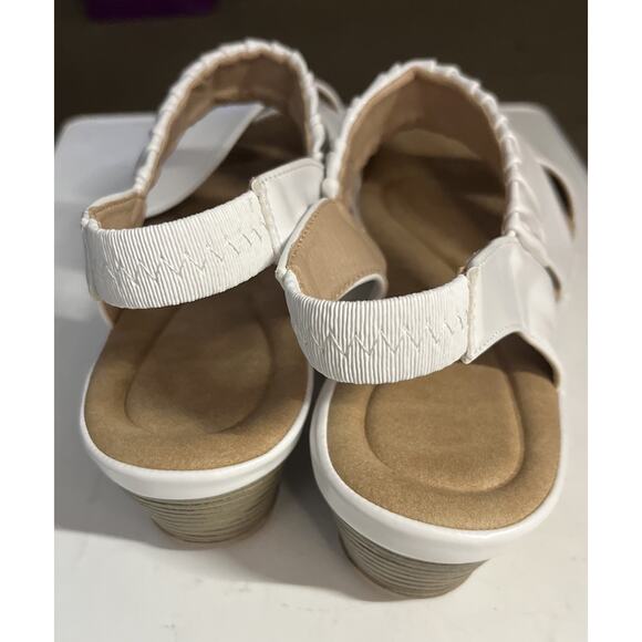 Almaden Women’s Wedge Sandals ,comfortable Elastic Ankle Strap,Low Heel,White 10 - Picture 6 of 9
